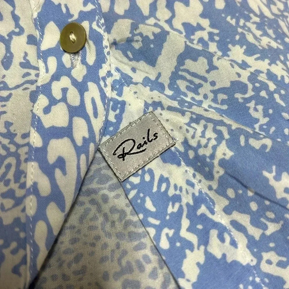 Rails Blue White Dots Blouse Size S - Picture 4 of 7